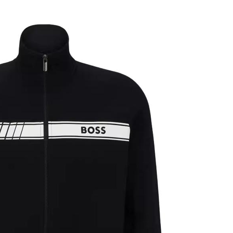 Cheap HUGO BOSS FW23 黑色夾克搭配字母Logo印花 50496746-001