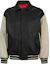 Order HUGO BOSS FW23 Jaket Kulit Varsity Hitam Logo Timbul Oversize Pria 50504408-001