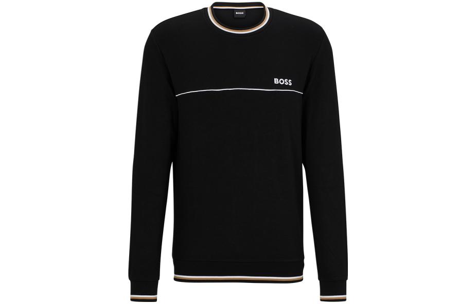 HUGO BOSS FW23 Black Logo Print Pullover Crewneck Sweatshirt 50480658-001