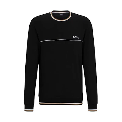 HUGO BOSS FW23 Black Logo Print Pullover Crewneck Sweatshirt 50480658-001