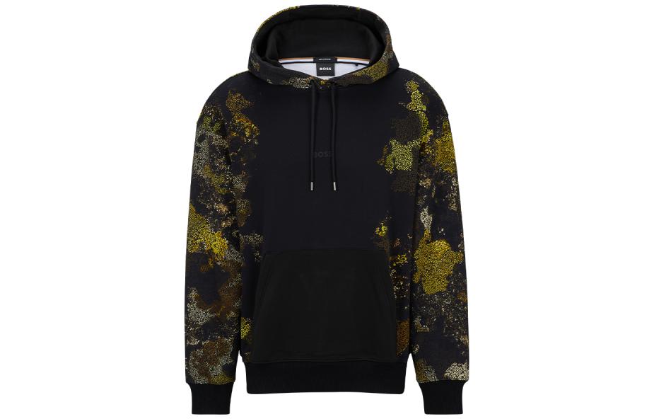 HUGO BOSS FW23 Black Printed Pullover Hoodie 50499568-001