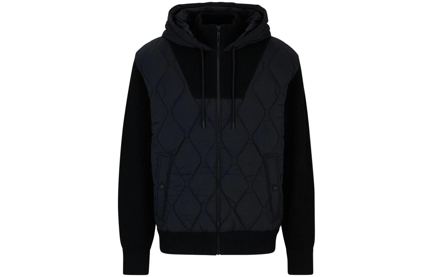 HUGO BOSS FW23 Black Solid Color Zip-Up Hoodie 50498965-001