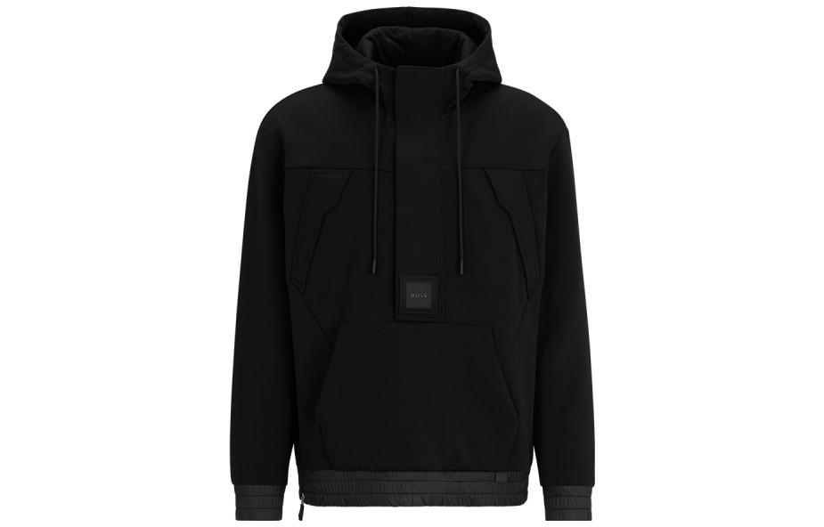 HUGO BOSS FW23 Black Sweatshirt with Solid Color Letter Logo Design 50499058-001