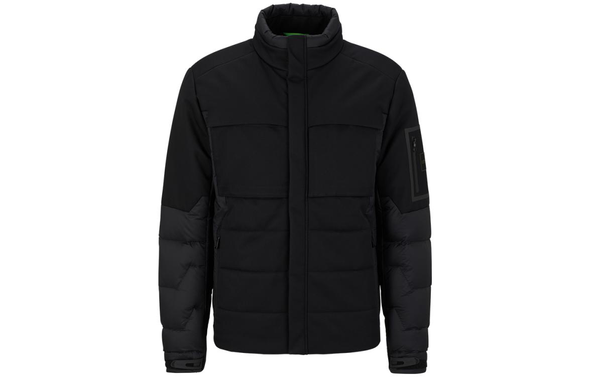 HUGO BOSS FW23 Black Zip-Up Stand Collar Long Sleeve Padded Jacket for Men 50498918-001