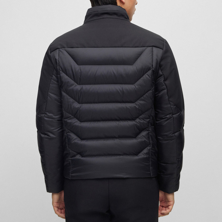 HUGO BOSS FW23 Black Zip-Up Stand Collar Long Sleeve Padded Jacket for Men 50498918-001 圖 5