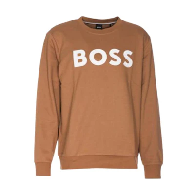 HUGO BOSS FW23 Brown Pullover Letter Print Long Sleeve Sweatshirt Men. 50496642-260
