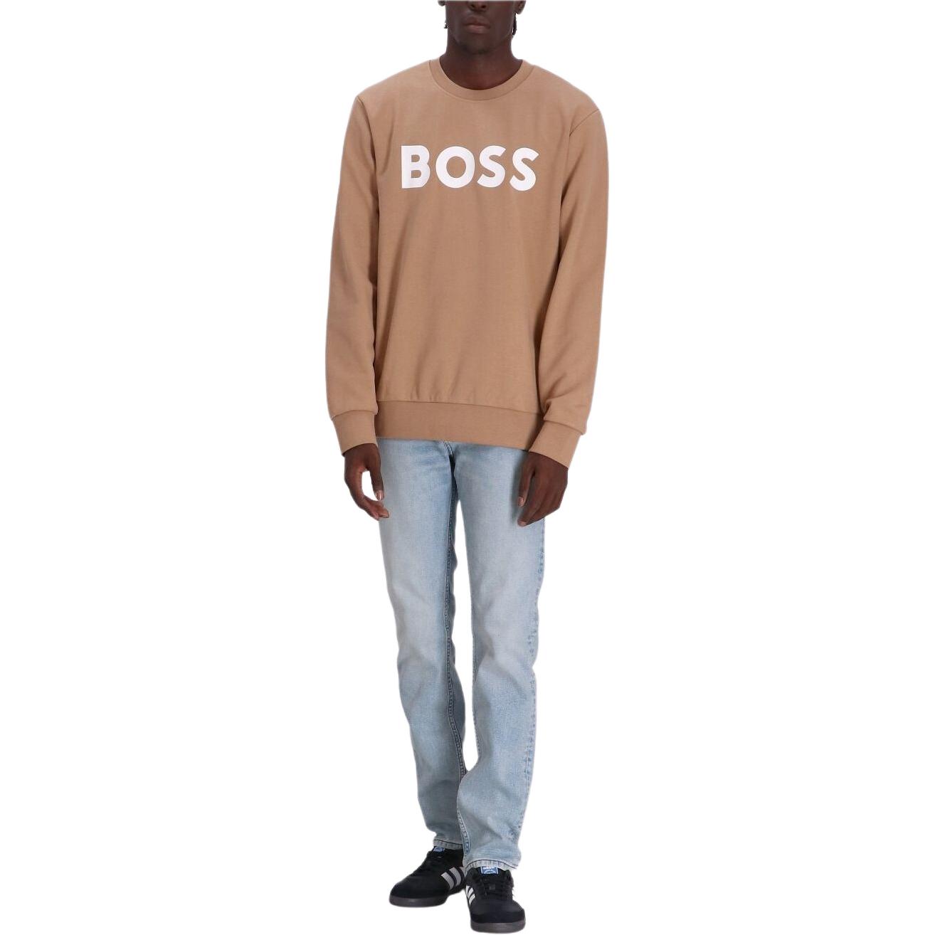 Lookbook HUGO BOSS FW23 Brown Pullover Letter Print Long Sleeve Sweatshirt Men. 50496642-260