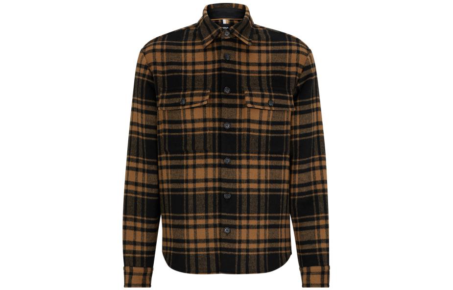 HUGO BOSS FW23 Checkered Long Sleeve Shirt for Men in Beige. 50503314-260