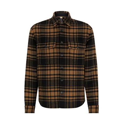 HUGO BOSS FW23 Checkered Long Sleeve Shirt for Men in Beige. 50503314-260