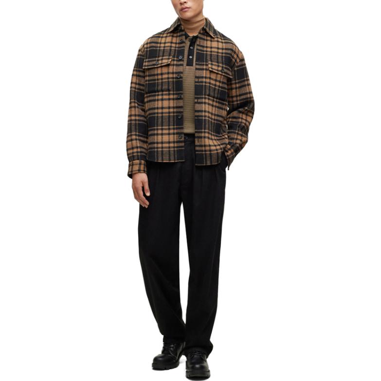 Lookbook HUGO BOSS 男裝 FW23 格紋米色長袖襯衫 50503314-260