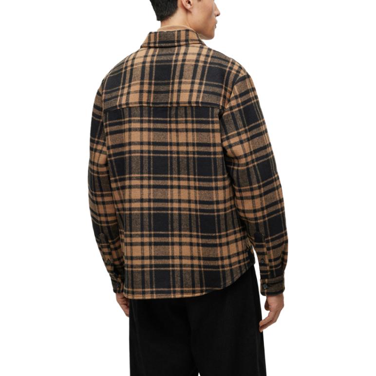 Shop HUGO BOSS 男裝 FW23 格紋米色長袖襯衫 50503314-260