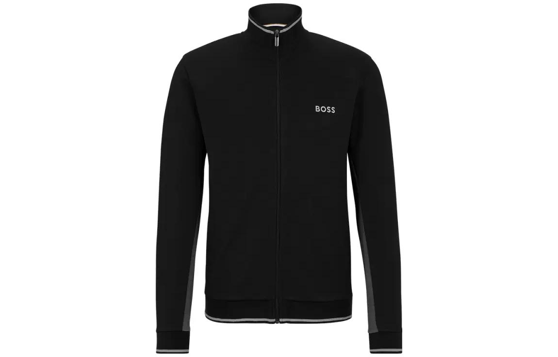 HUGO BOSS FW23 Color-Block Logo Print Long-Sleeve Jacket Black 50496778-001