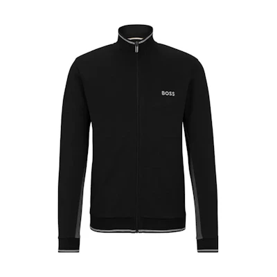 HUGO BOSS FW23 Color-Block Logo Print Long-Sleeve Jacket Black 50496778-001
