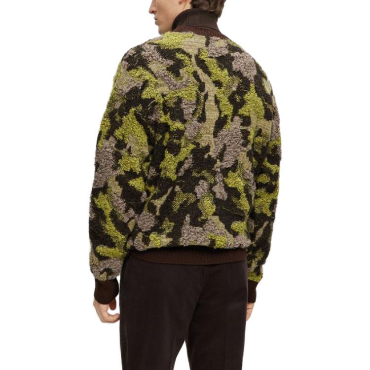 Shop HUGO BOSS FW23 拼接迷彩高領毛衣 棕色 男女款 50500664-205