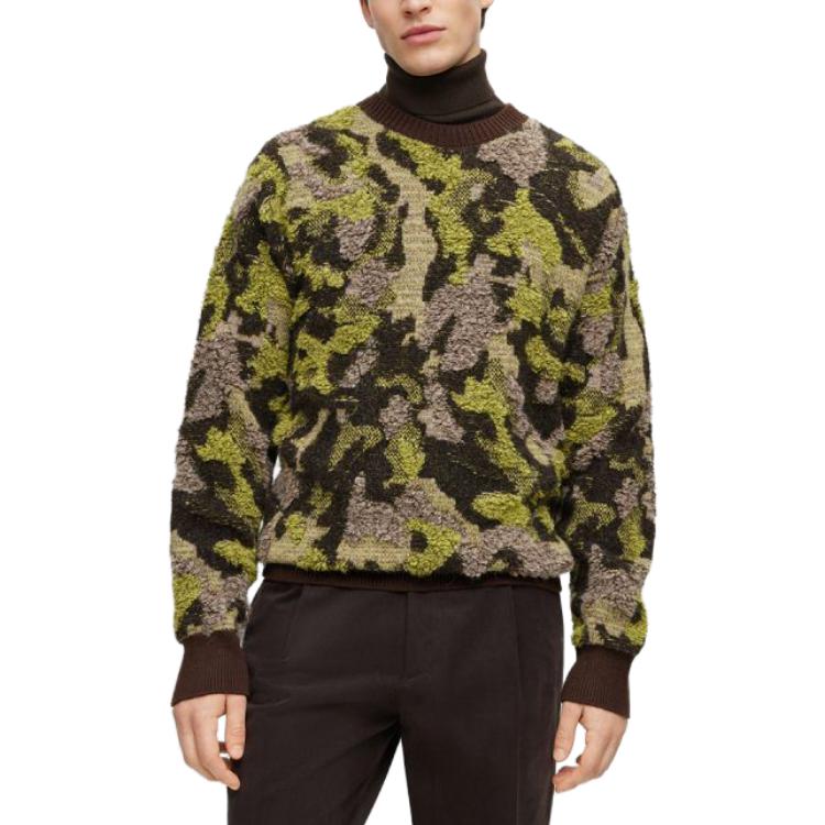 Purchase HUGO BOSS FW23 拼接迷彩高領毛衣 棕色 男女款 50500664-205