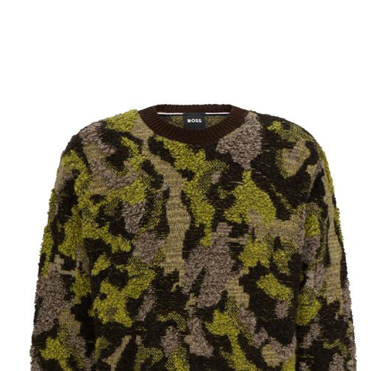 Details for HUGO BOSS FW23 拼接迷彩高領毛衣 棕色 男女款 50500664-205