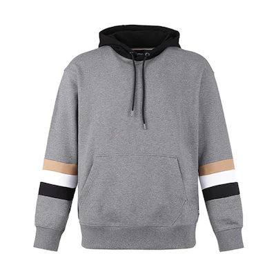 HUGO BOSS FW23 Colorblock Drawstring Hoodie Pullover Grey 50499424-030