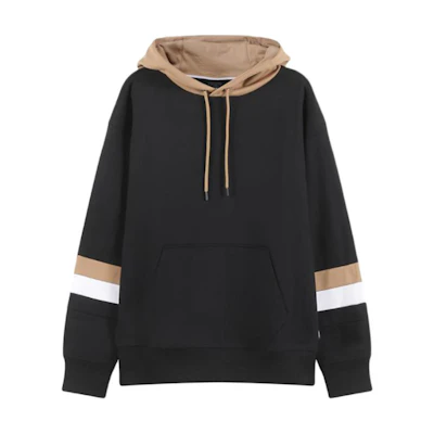 HUGO BOSS FW23 Colorblock Hooded Loose Fit Sweatshirt Black Mens 50499424-001