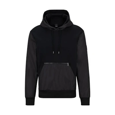 HUGO BOSS FW23 Colorblock Hoodie with Drawstring - Black 50499234-001