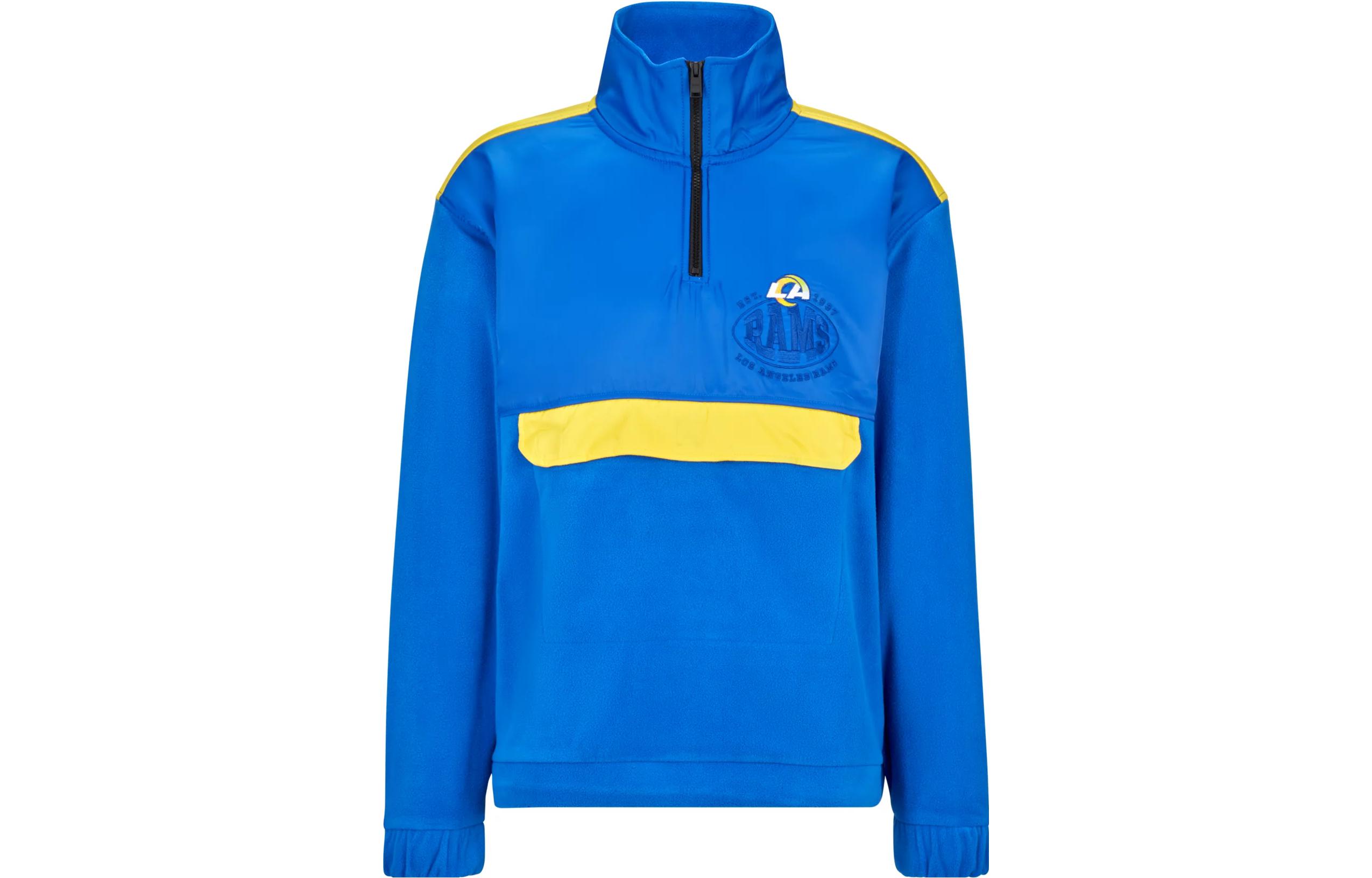 HUGO BOSS FW23 Colorblock Letter Print Stand Collar Sweatshirt Blue 50504605-431