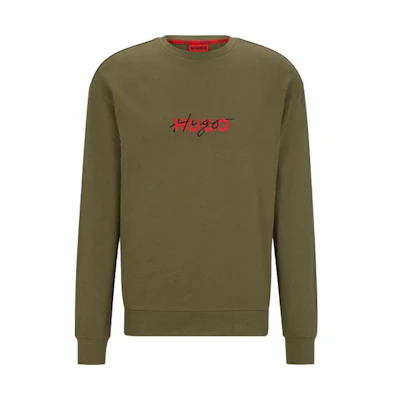 HUGO BOSS FW23 Colorblock Logo Crewneck Sweatshirt Green Men’s 50496979-345