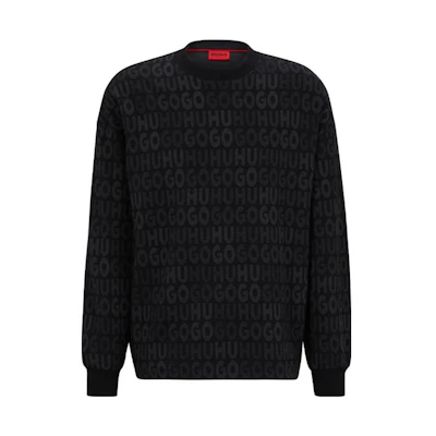 HUGO BOSS FW23 Colorblock Logo Print Crewneck Sweatshirt Men Dark Grey 50496633-024