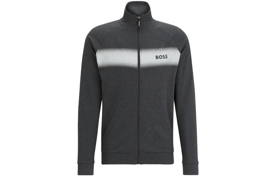 HUGO BOSS FW23 Colorblock Stripe Logo Long-Sleeve Jacket Grey Men’s 50503067-039