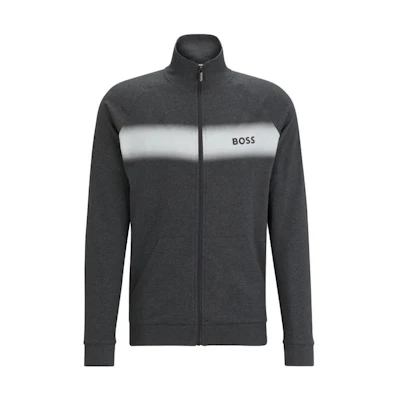 HUGO BOSS FW23 Colorblock Stripe Logo Long-Sleeve Jacket Grey Men’s 50503067-039