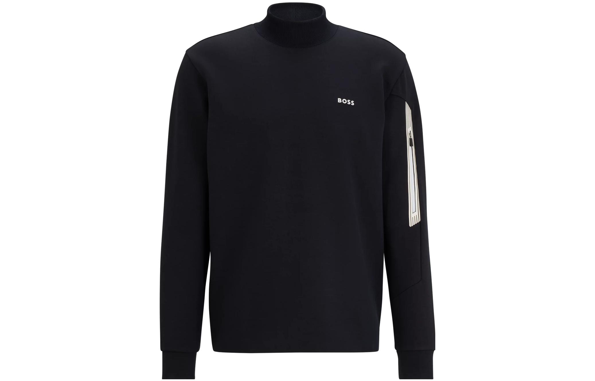 HUGO BOSS FW23 Cotton-Blend Logo Sweatshirt Navy Blue for Men 50504749-402