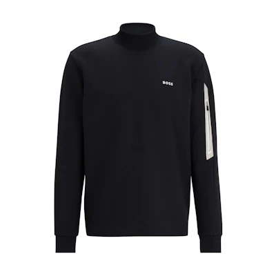HUGO BOSS FW23 Cotton-Blend Logo Sweatshirt Navy Blue for Men 50504749-402