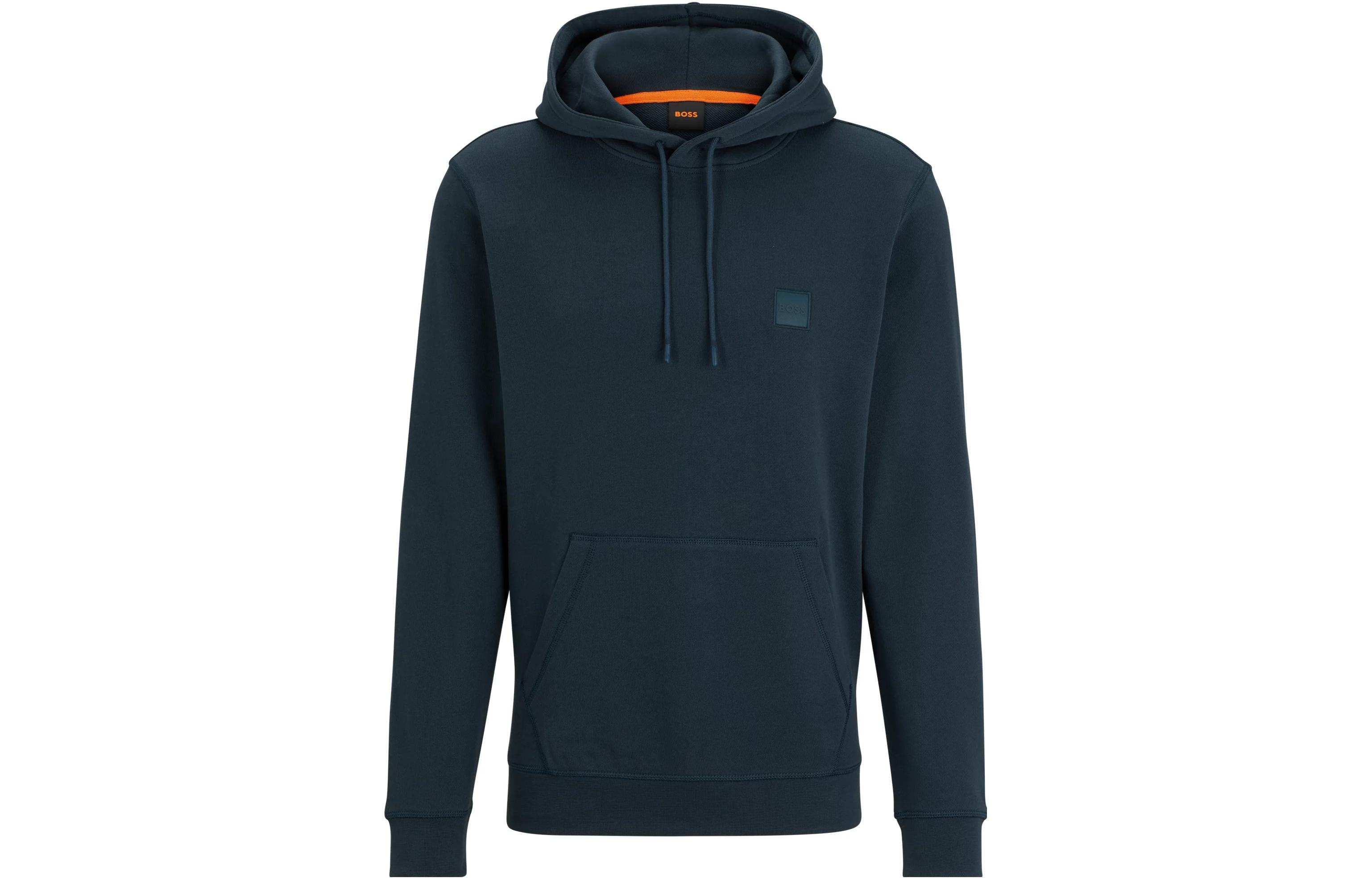 HUGO BOSS FW23 Cotton-Terry Hoodie with Logo Patch Blue 50468445-388