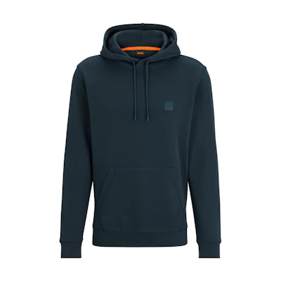 HUGO BOSS FW23 Cotton-Terry Hoodie with Logo Patch Blue 50468445-388