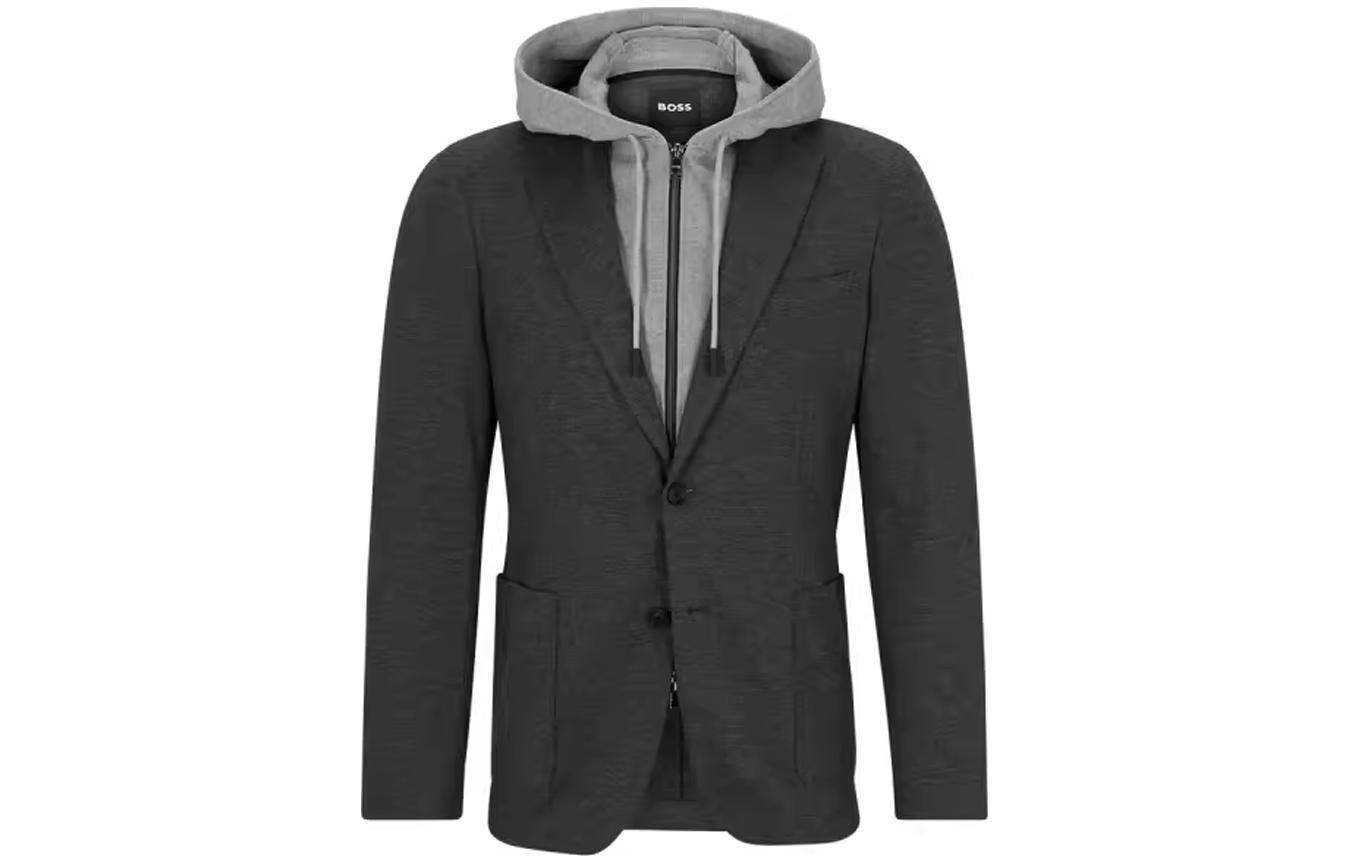 HUGO BOSS FW23 Dark Gray Jacket with Removable Hood 50502526-021