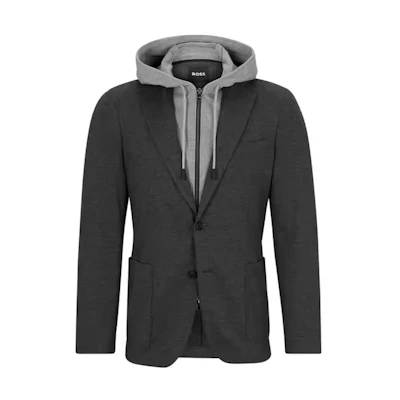 HUGO BOSS FW23 Dark Gray Jacket with Removable Hood 50502526-021