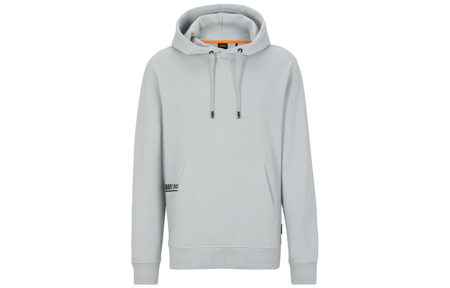 HUGO BOSS FW23 Gray Hoodie with Letter Pattern Print 50497142-050