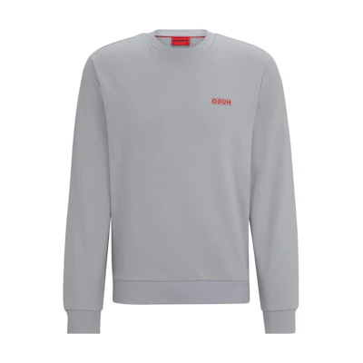 HUGO BOSS FW23 Grey Cotton-Terry Sweatshirt with Reverse Logo for Men 50483666-034