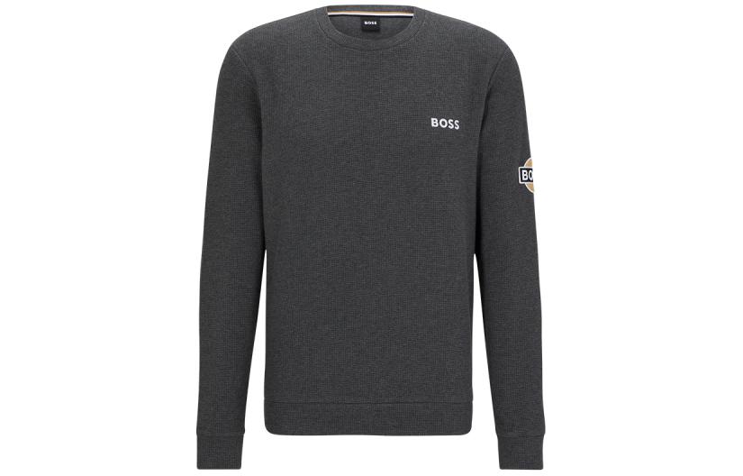 HUGO BOSS FW23 Grey Logo Graphic Long-Sleeve Sweatshirt 50496874-033