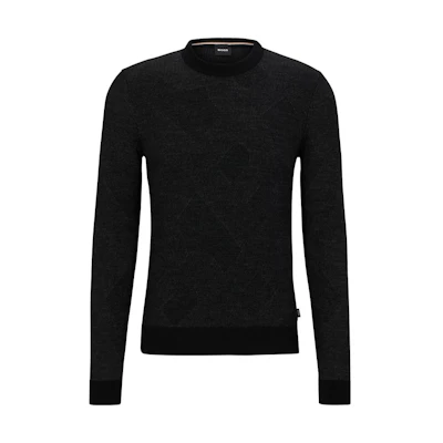 HUGO BOSS FW23 Interwoven Logo Jacquard Pullover Sweater . 50500675-001