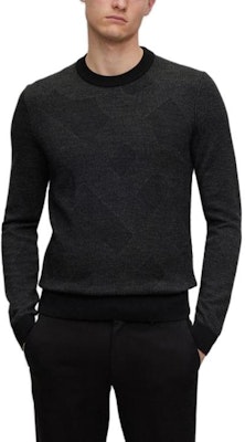 HUGO BOSS FW23 Interwoven Logo Jacquard Pullover Sweater . 50500675-001 Lookbook HUGO BOSS FW23 Interwoven Logo Jacquard Pullover Sweater . 50500675-001