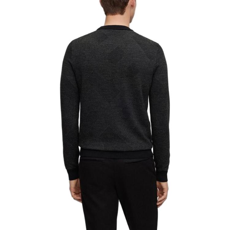 Shop HUGO BOSS FW23 Interwoven Logo Jacquard Pullover Sweater . 50500675-001