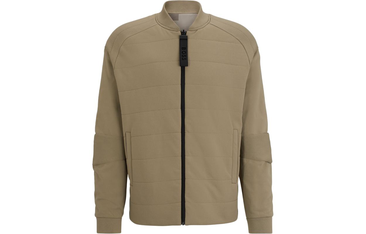 HUGO BOSS FW23 Khaki Solid Baseball Collar Long-Sleeve Jacket 50498522-334