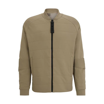 HUGO BOSS FW23 Khaki Solid Baseball Collar Long-Sleeve Jacket 50498522-334