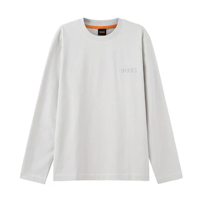 HUGO BOSS FW23 Letter Print Crewneck Loose Fit Sweatshirt Men Grey White 50499276-057