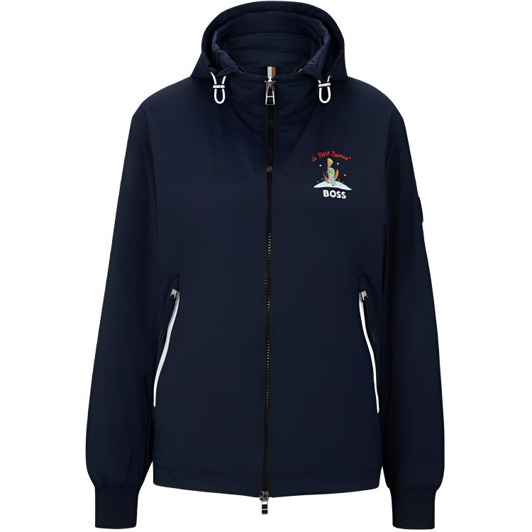 HUGO BOSS FW23 Little Prince Logo Printed Zip Hoodie Jacket Blue Mens. 50510236-404