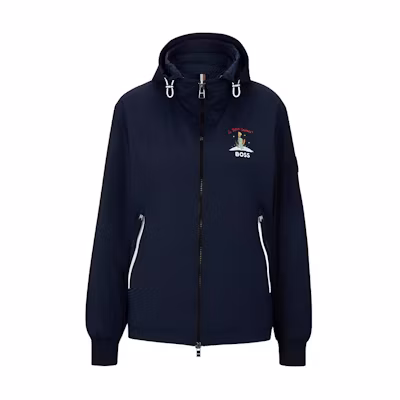 HUGO BOSS FW23 Little Prince Logo Printed Zip Hoodie Jacket Blue Mens. 50510236-404