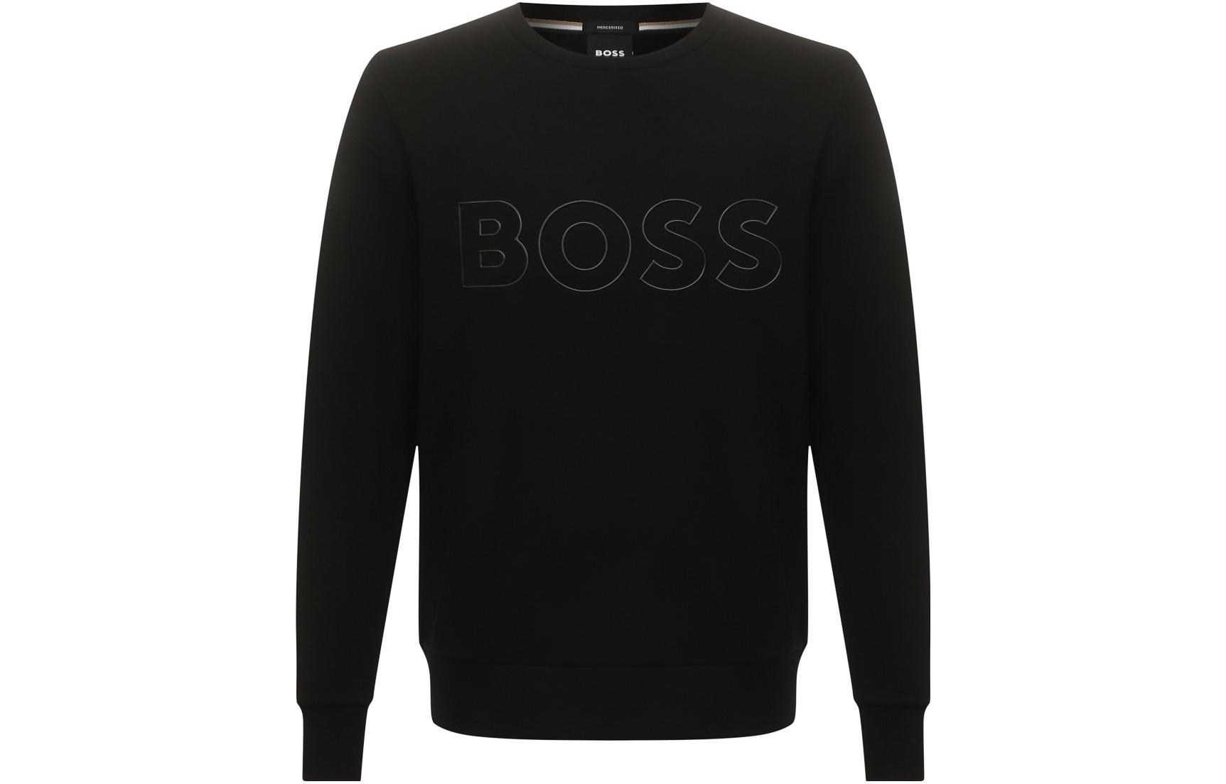 HUGO BOSS FW23 Logo Crewneck Pullover Sweatshirt Black () 50467148-001
