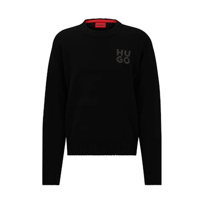 HUGO BOSS FW23 Logo Crewneck Sweater Black Casual Sweater. 50500015-001