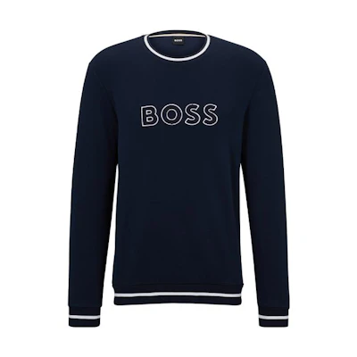 HUGO BOSS FW23 Logo Print Casual Sweatshirt Navy Blue 50491676-403