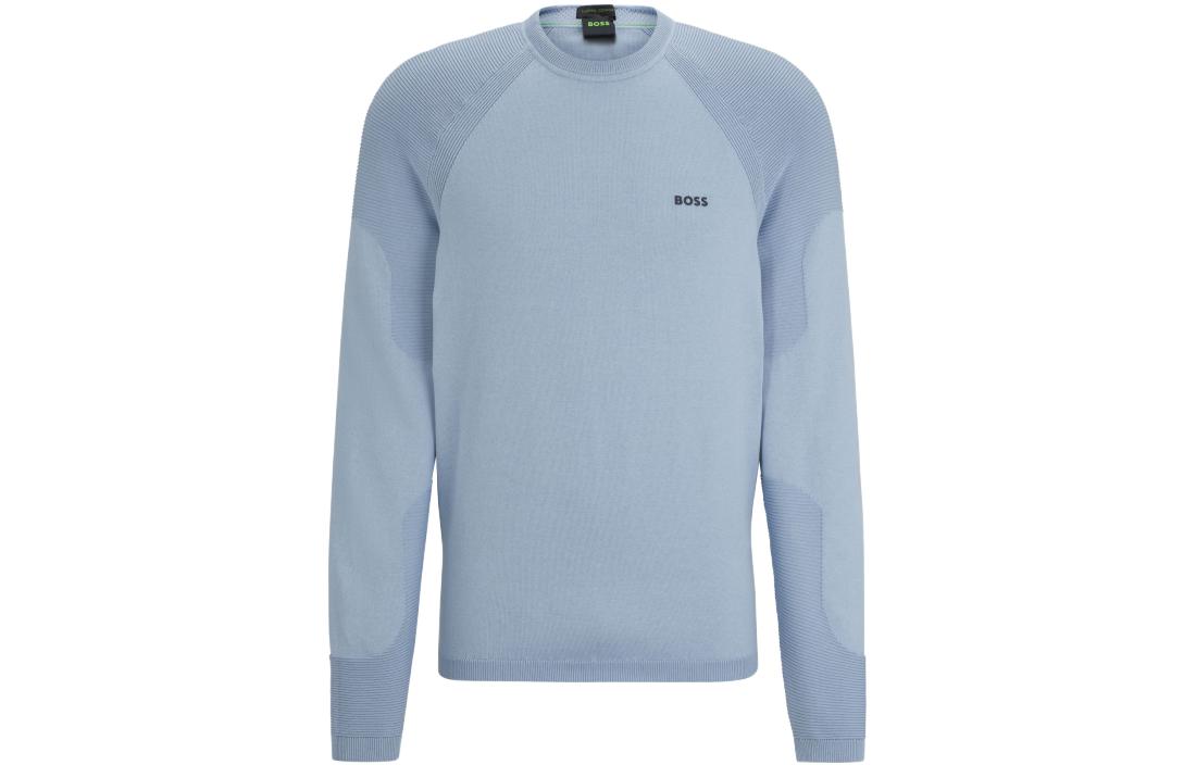 HUGO BOSS FW23 Logo Print Crewneck Sweatshirt Men’s Light Blue 50498519-498