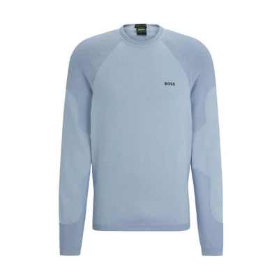 HUGO BOSS FW23 Logo Print Crewneck Sweatshirt Men’s Light Blue 50498519-498